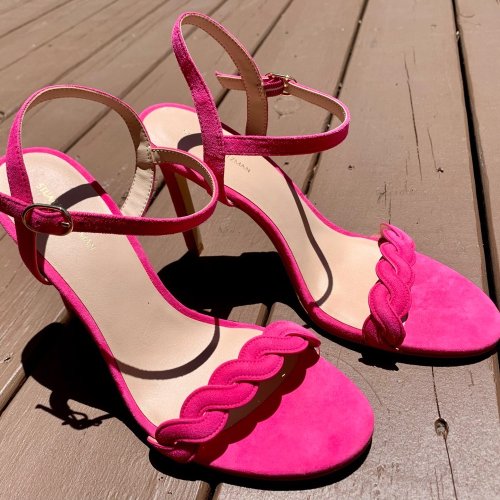 Stuart Weitzman Dancer Twistie 100 Suede Heels Sandal Sz 11 Pink *New*